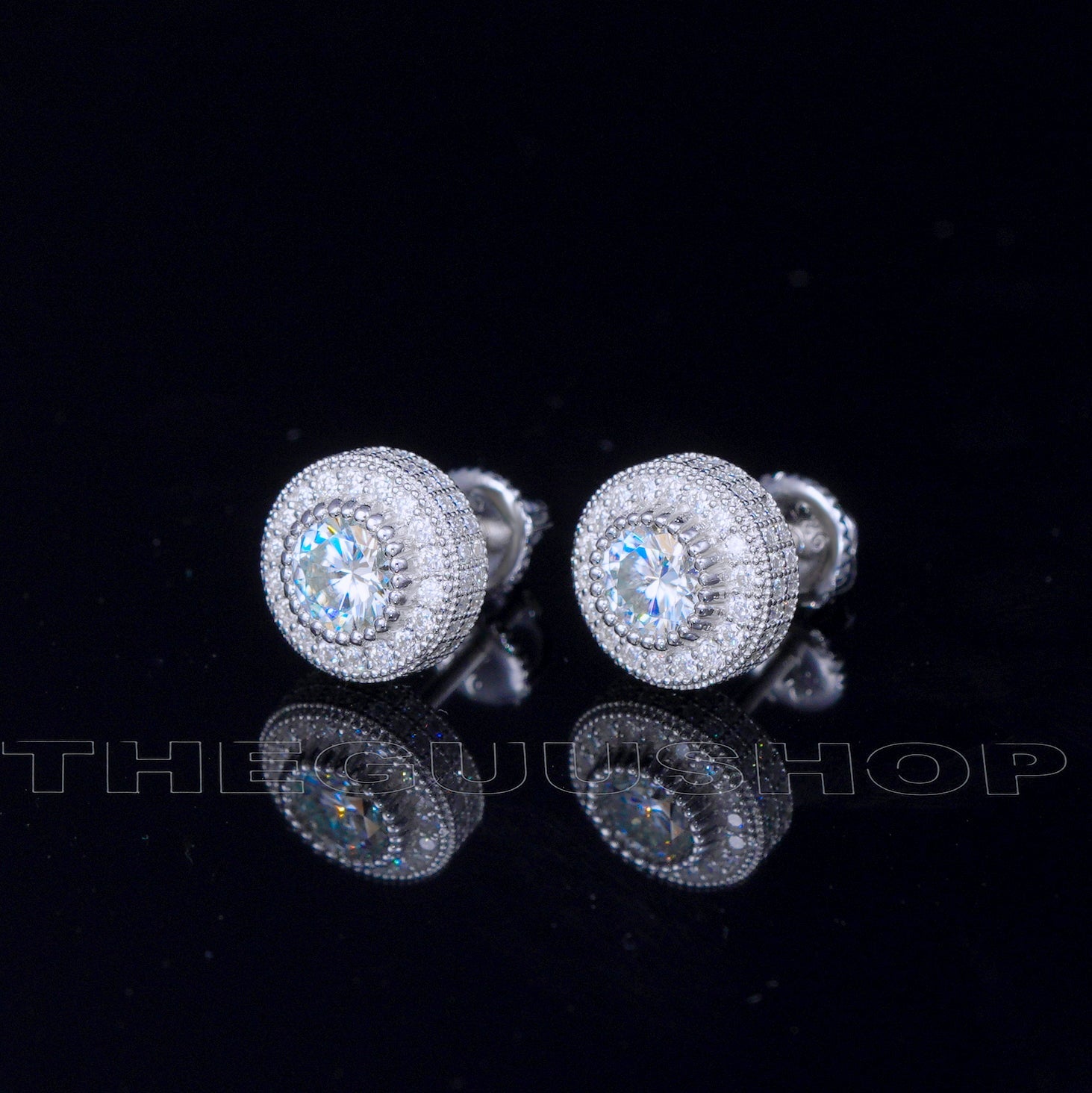 925s VVS1 Moissanite Cluster Halo Earrings