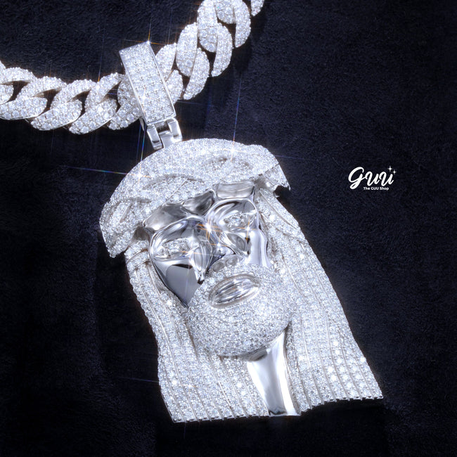 925S & VVS Moissanite Jesus In White Gold Hover Image