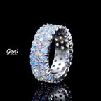 925S & VVS Moissanite 3-Row Eternity Ring White Gold