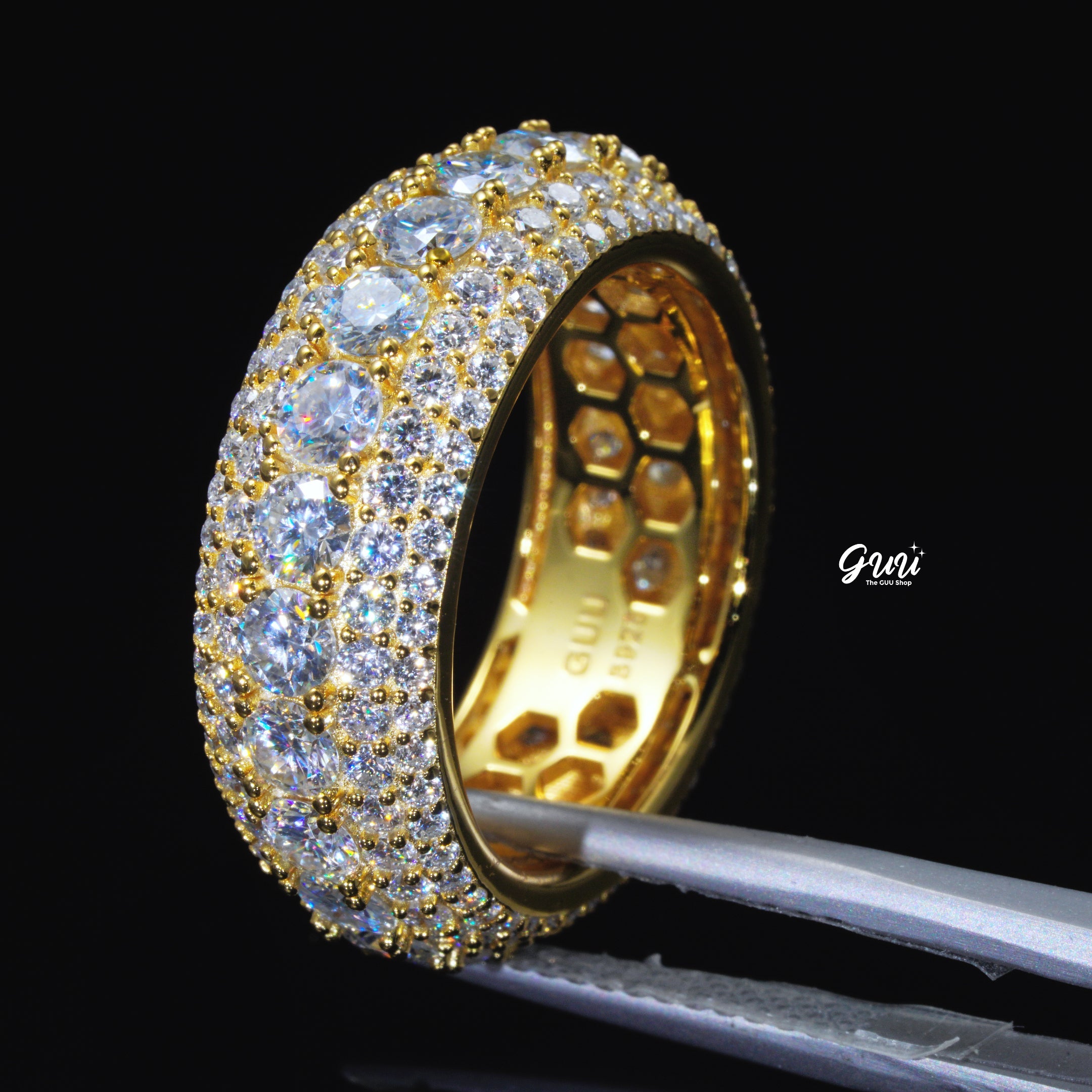 925S & VVS Moissanite Layered Diamond Ring 18K Gold