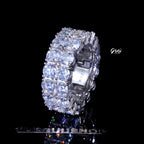 9MM 925S & VVS Moissanite Double Row Ring White Gold