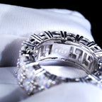 9MM 925S & VVS Moissanite Double Row Ring White Gold