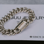[GUU-PREM] 12MM 18K White Gold-Plated Cuban Link Bracelet