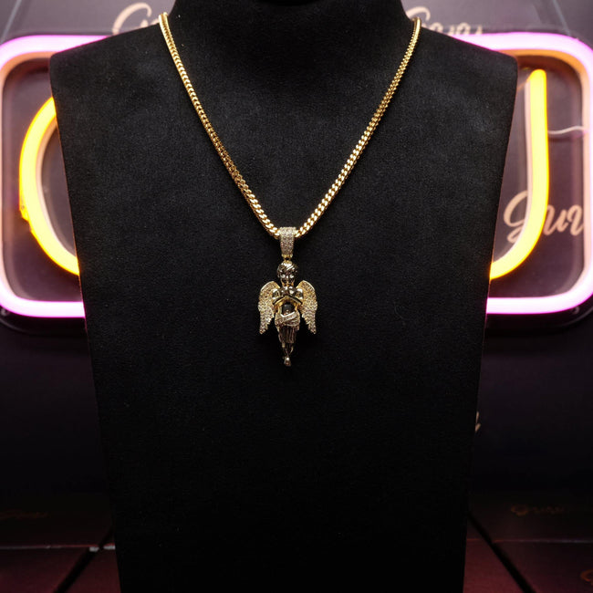 18k Gold-Plated 21mm AAA CZ Angel Pendant # Punk Rapper Chain Main Image