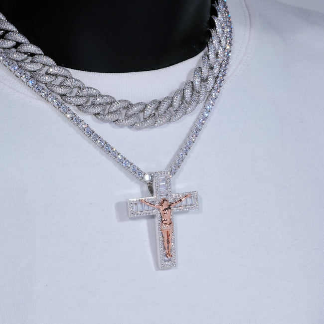 Jesus Crucifix Baguette Cross Necklace Main Image