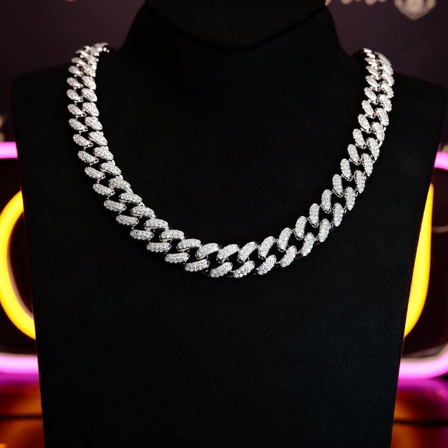 🔥New Flip buckle Iced Cuban Link Chain Silver Hover Image