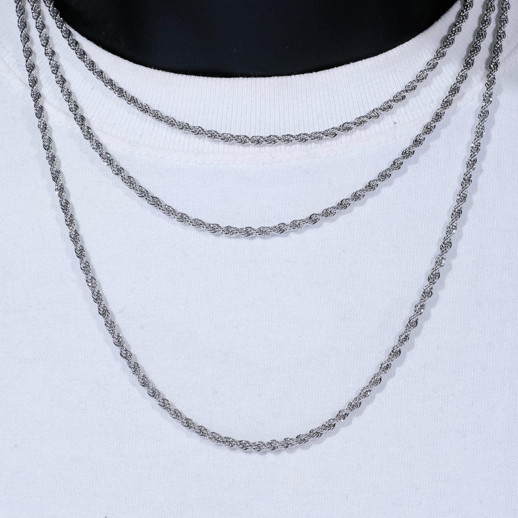 3MM White Gold Rope Chain