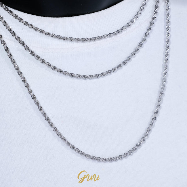 3MM White Gold Rope Chain Hover Image