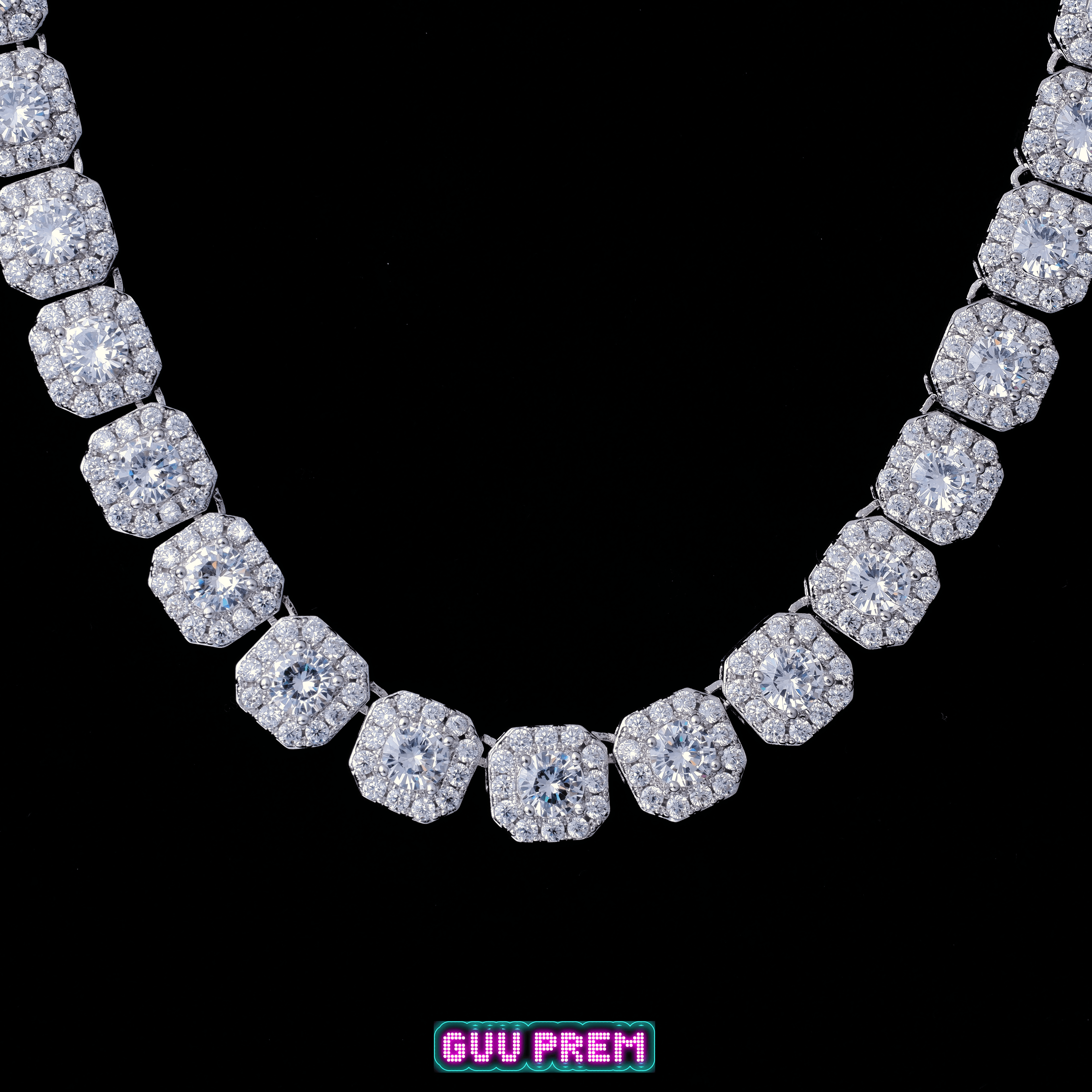 Clustered Tennis Chain in White Gold