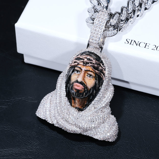 3D Enamel painting Iced Jesus Pendant Hover Image