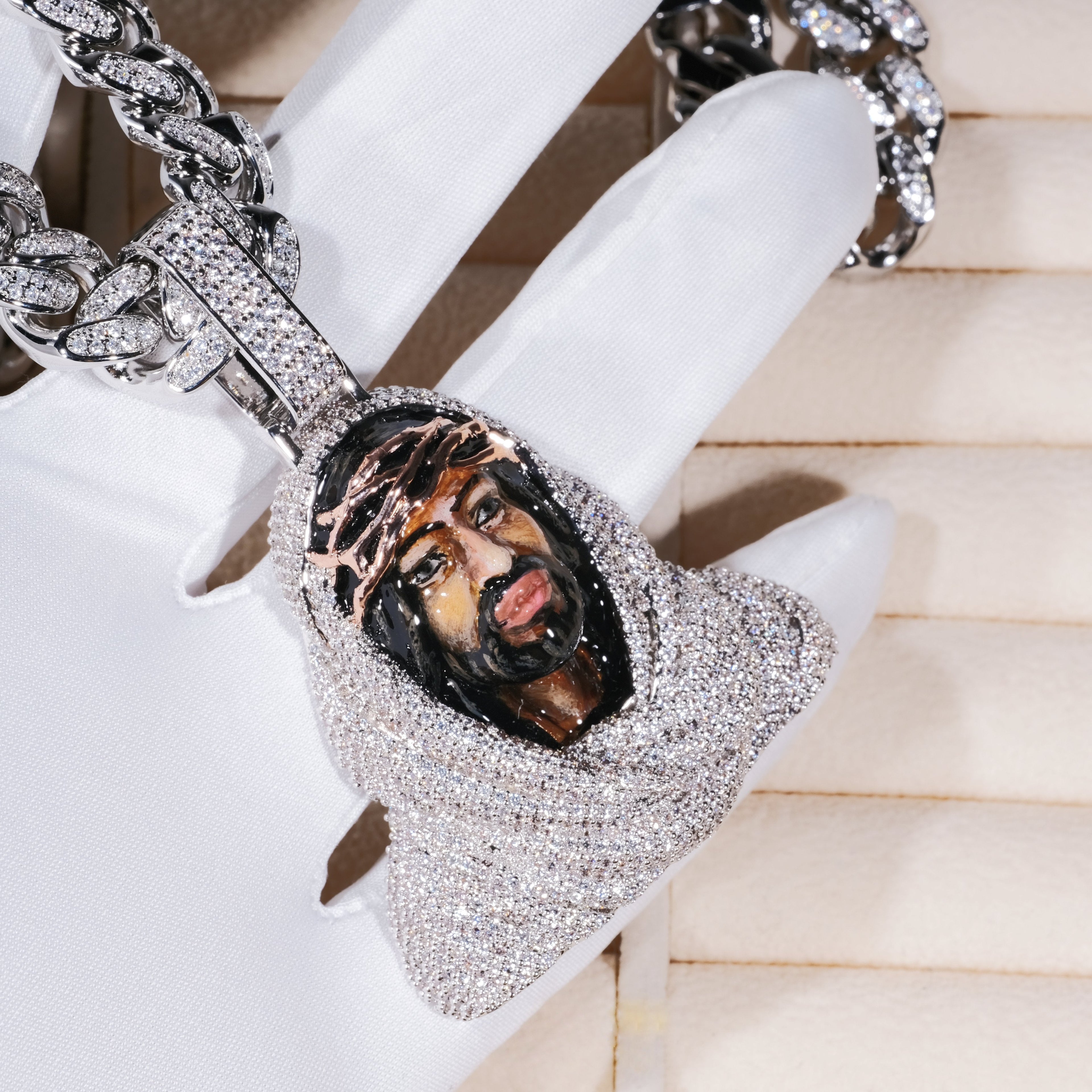 3D Enamel painting Iced Jesus Pendant