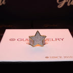 Gold-Plated Micro-inlay CZ Pentagram Ring
