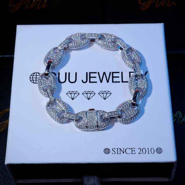 18K WhiteGold-Plated Solid Coffee beans Link Bracelet Main Image