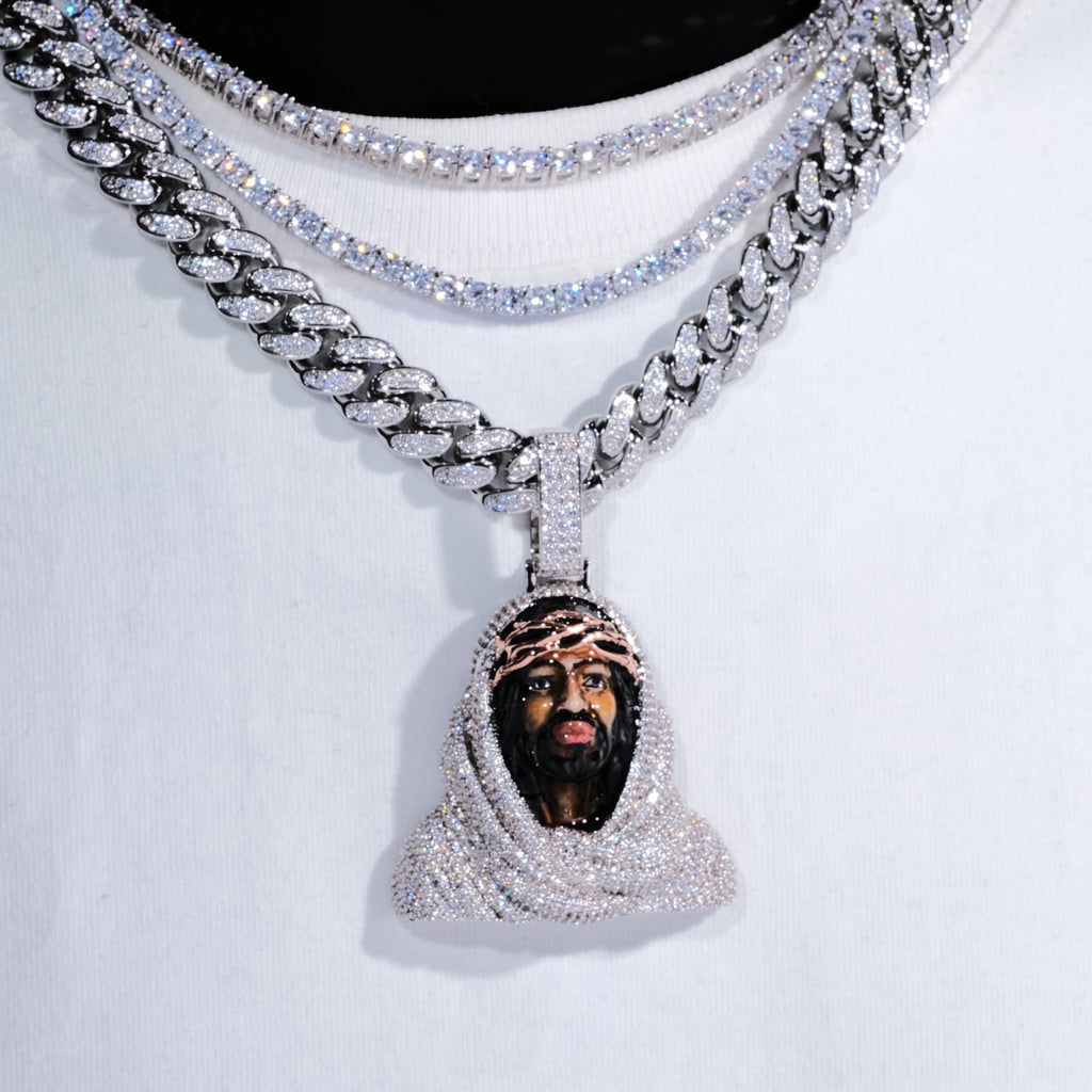 3D Enamel painting Iced Jesus Pendant