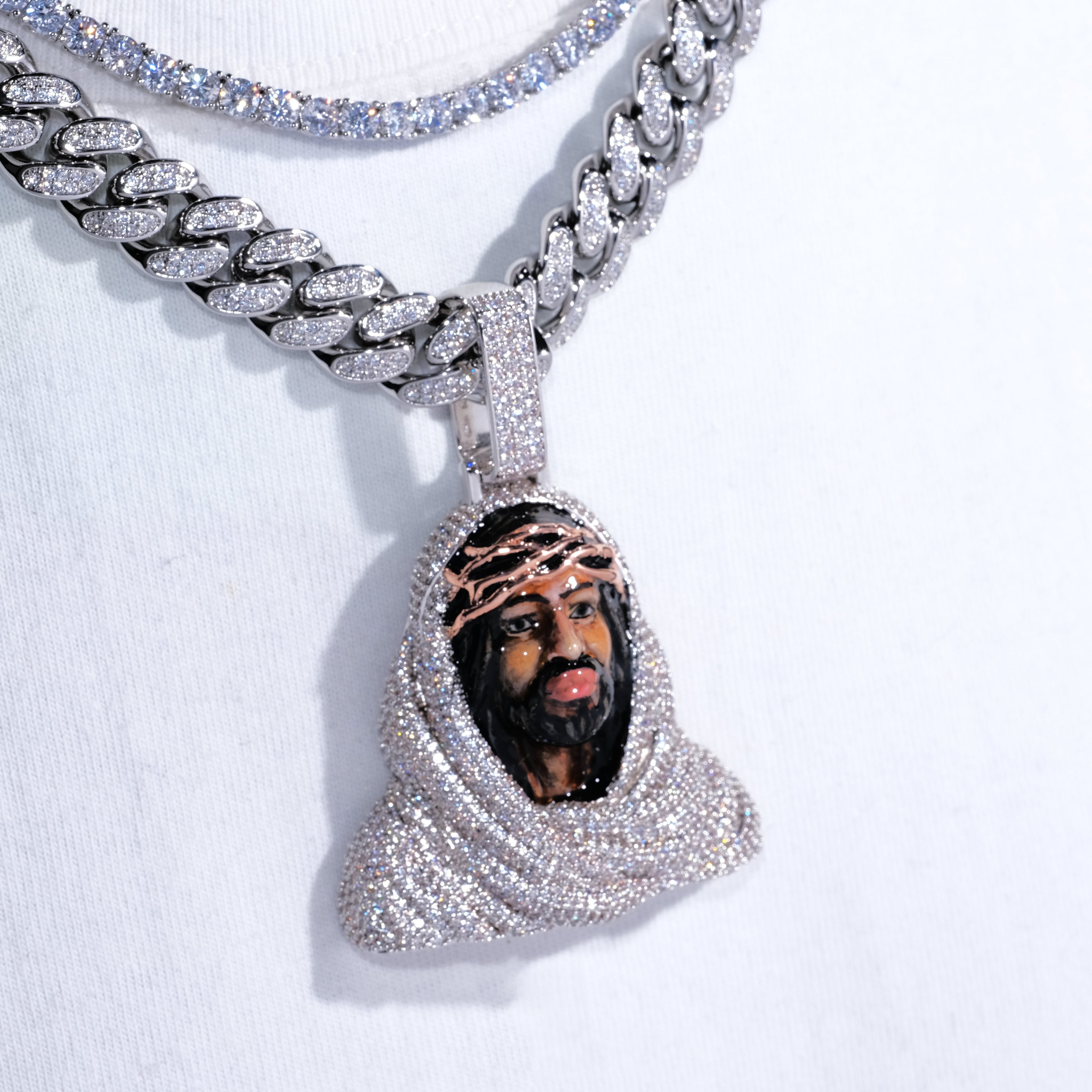 3D Enamel painting Iced Jesus Pendant