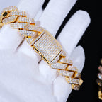 19mm Diamond Prong Cuban Bracelet in 18K Gold
