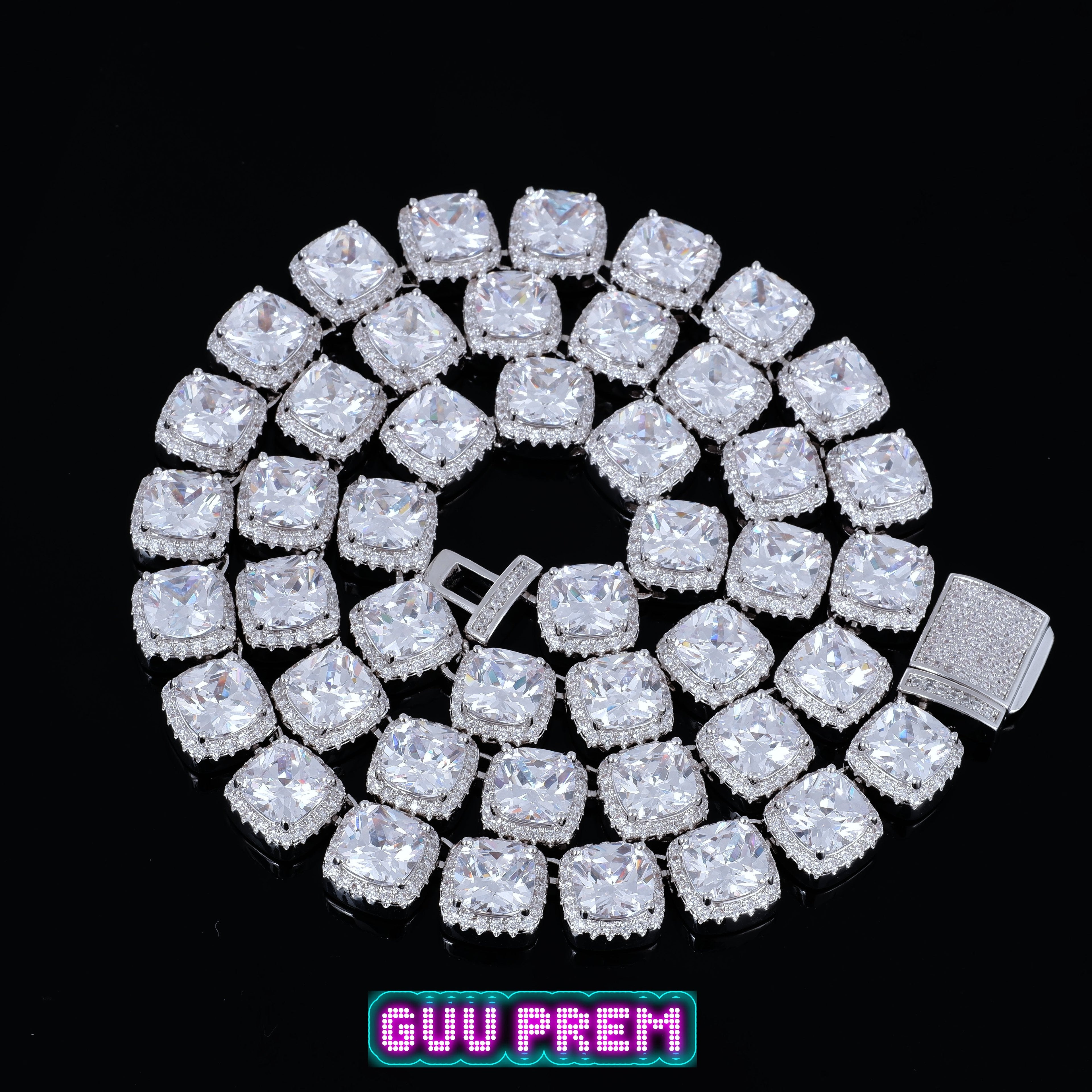 Glacier Clustered Tennis Chain in White Gold