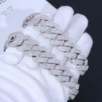19mm Diamond Prong Cuban Bracelet in White Gold