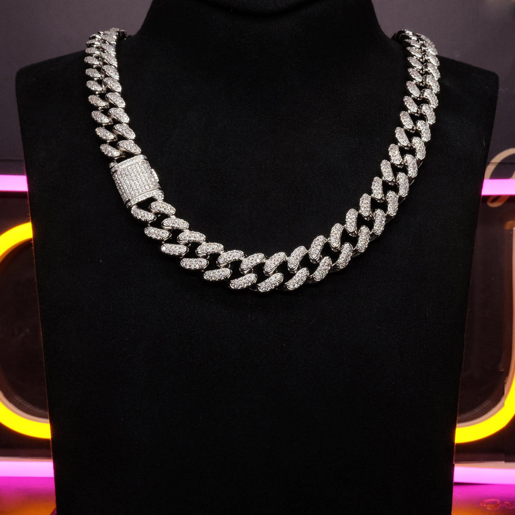 🔥New Flip buckle Iced Cuban Link Chain Silver