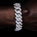 19mm Diamond Prong Cuban Bracelet in White Gold
