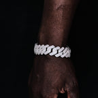 19MM 3Row Prong Cuban Link Necklace + Bracelet Bundle In WhiteGold