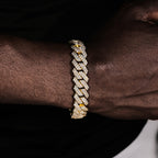 14mm Iced Prong Cuban Bracelet In 18k Gold