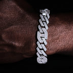 12mm Prong Baguette Curb Bracelet White Gold
