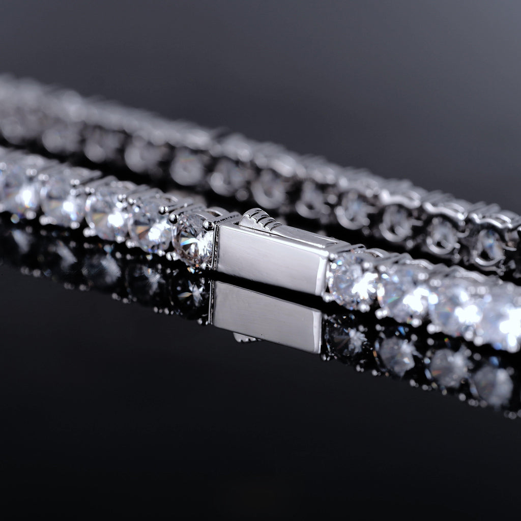 Two-tone 4mm Iced Yellow Gold-Plated CZ Cuban Link Bracelet