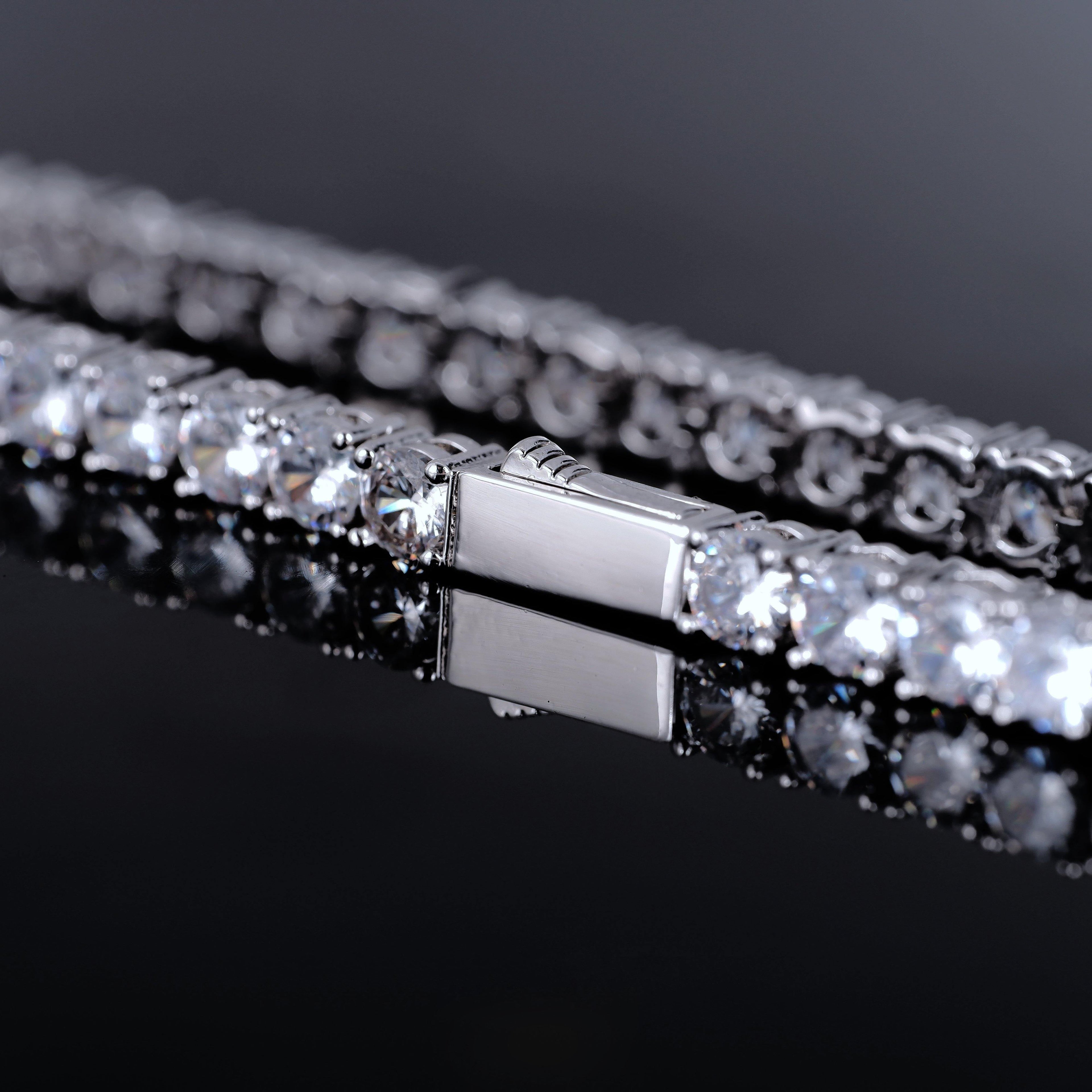 Two-tone 4mm Iced Yellow Gold-Plated CZ Cuban Link Bracelet