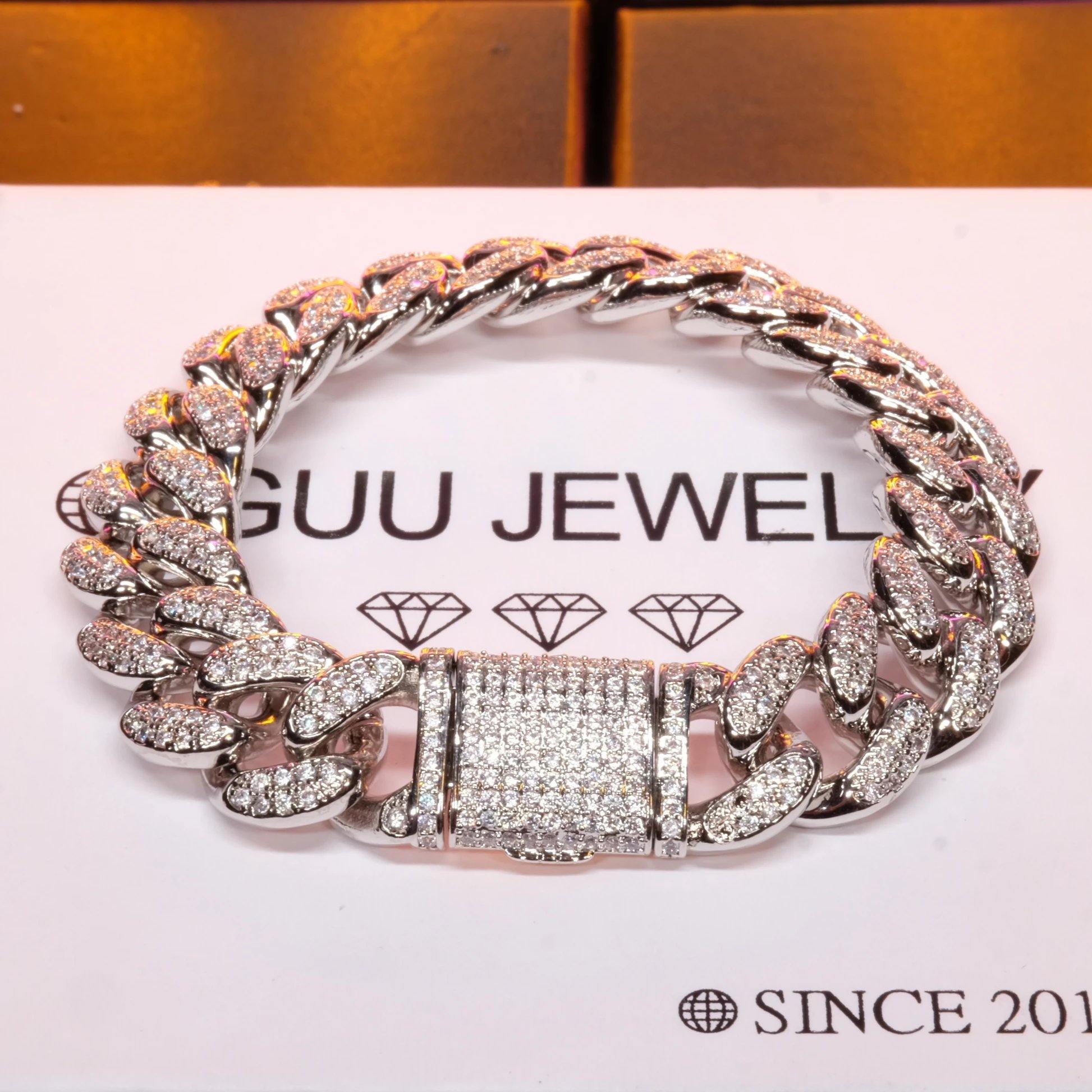 13MM 18K White Gold-Plated Classic Miami Cuban Link Bracelet