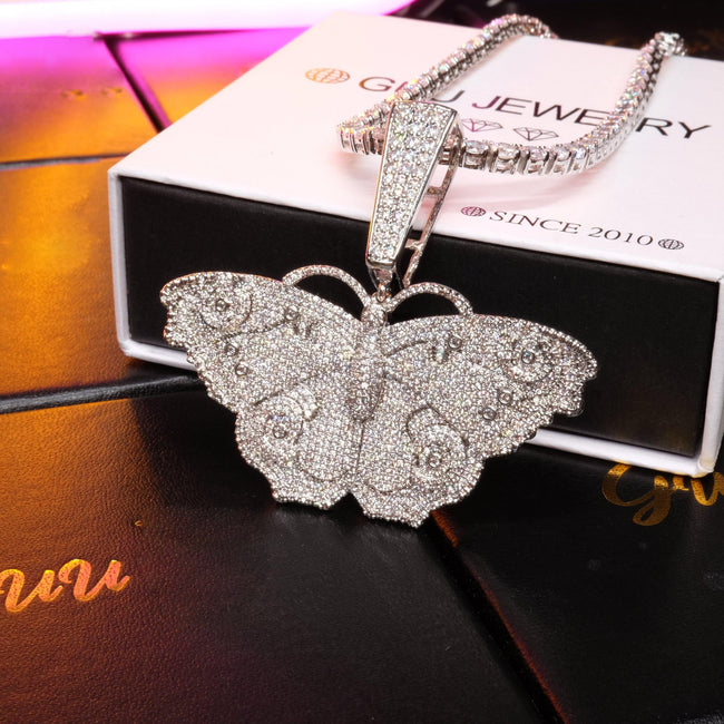 18K Gold-Plated Micro Inlay  AAA CZ Butterfly Pendant Hover Image
