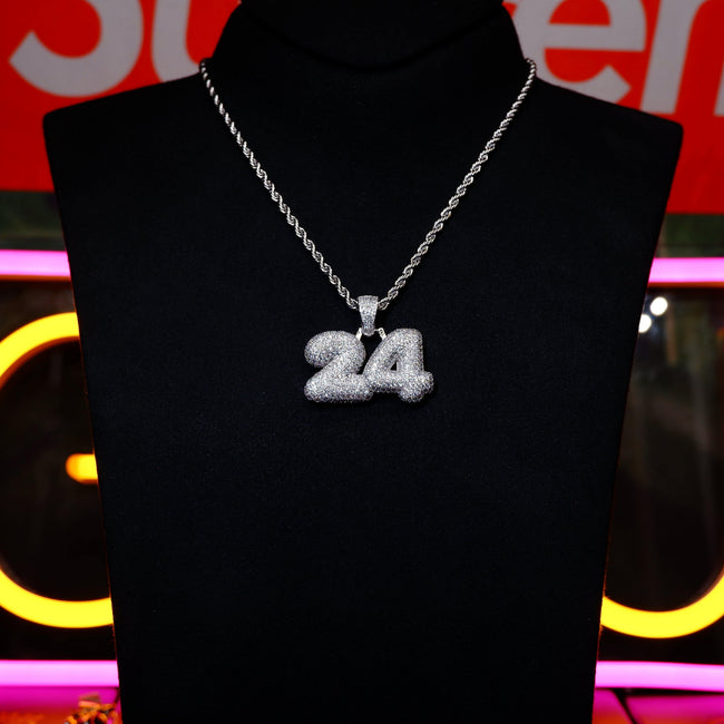NEW ARRIVAL! 18K Yellow Gold-Plated AAA CZ 24 Digital Pendant Hover Image