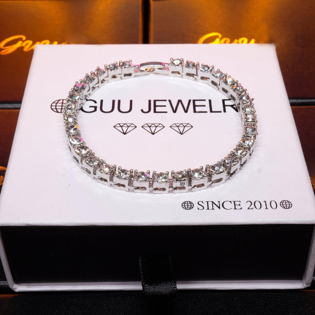 5mm Silver Iced Tennis Bracelet Hover Image