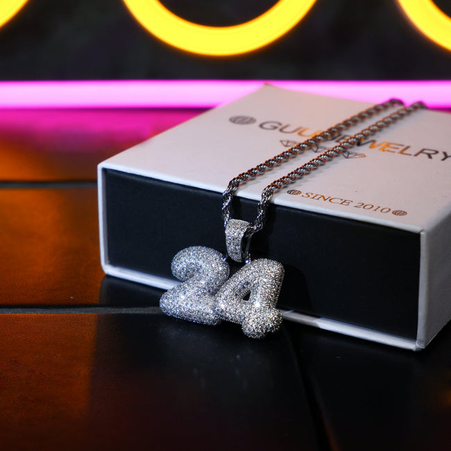 NEW ARRIVAL! 18K Yellow Gold-Plated AAA CZ 24 Digital Pendant Main Image