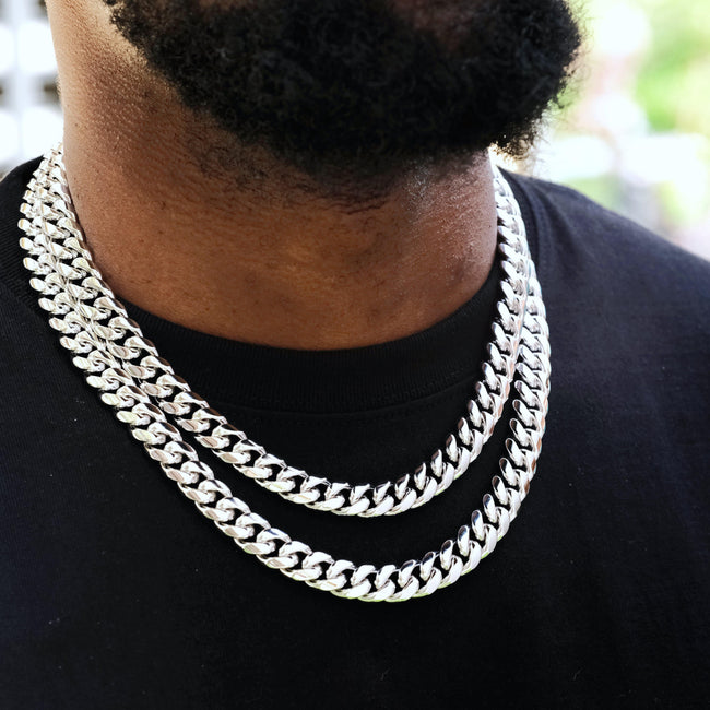[Box Clasp]12mm Classic Miami Cuban White Gold Hover Image