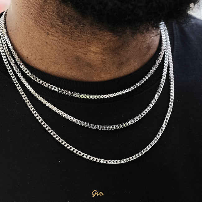3mm Franco Link Chain White Gold Hover Image