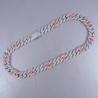 Iced Prong Link Choker (12mm) in White&Pink