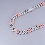 Iced Prong Link Choker (12mm) in White&Pink