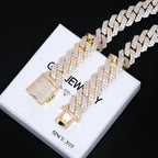 Bundle 19MM 2-Row Prong Cuban + 5MM Tennis In Gold
