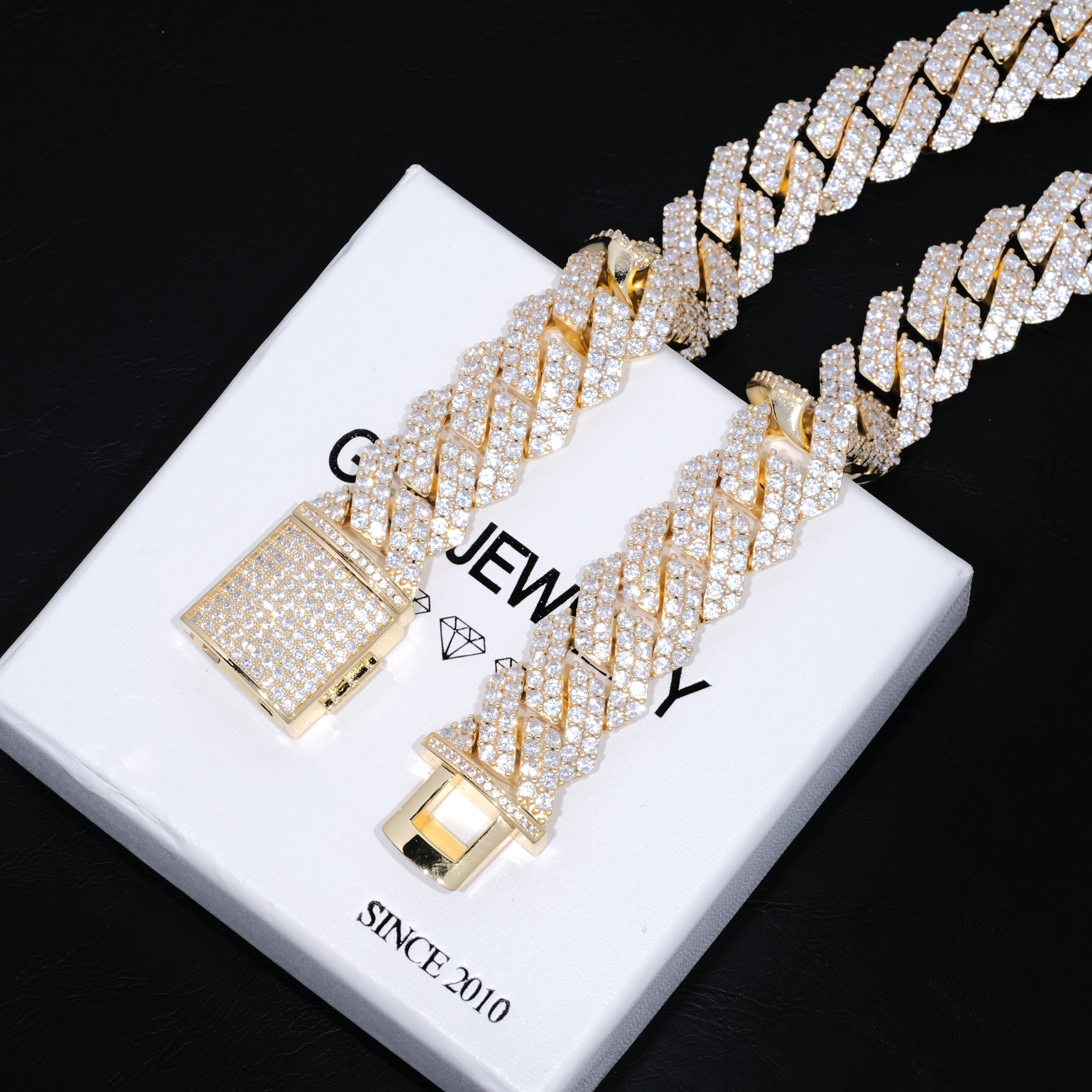 Bundle 19MM 2-Row Prong Cuban + 5MM Tennis In Gold
