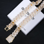 Bundle 19MM 2-Row Prong Cuban + 5MM Tennis In Gold