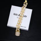 Iced Cuban Link Bracelet (19mm) in Yellow Gold