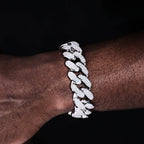 Iced Cuban Link Bracelet (19mm) in White Gold