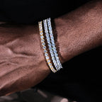 Two-tone 4mm Iced Yellow Gold-Plated CZ Cuban Link Bracelet
