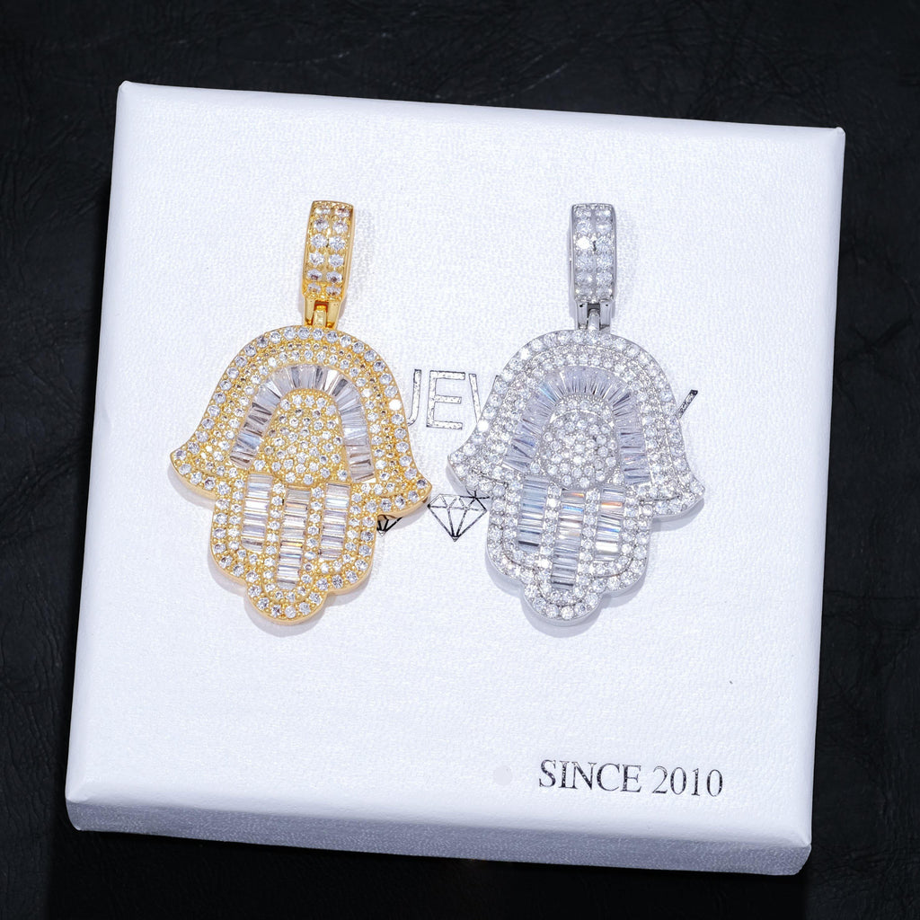 Baguette Hamsa Hand Pendant