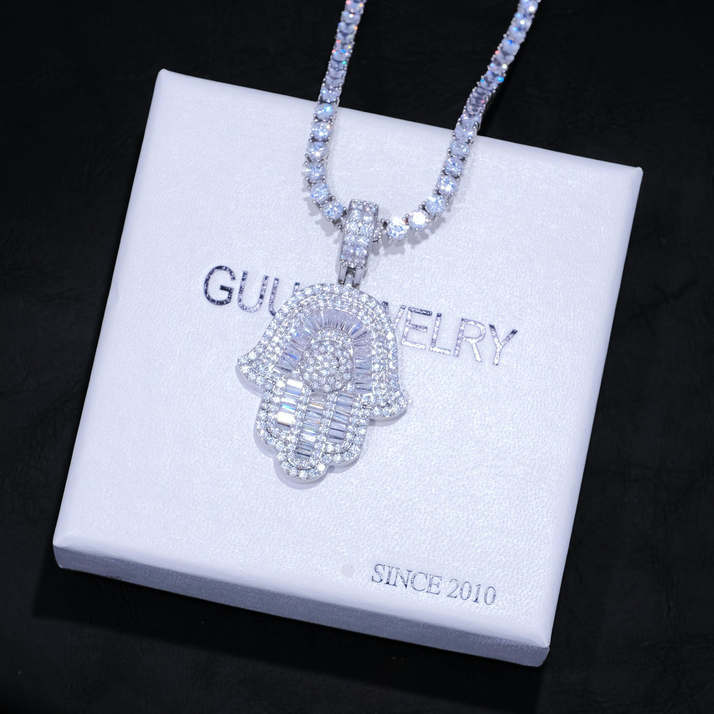 Baguette Hamsa Hand Pendant