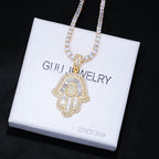 Baguette Hamsa Hand Pendant
