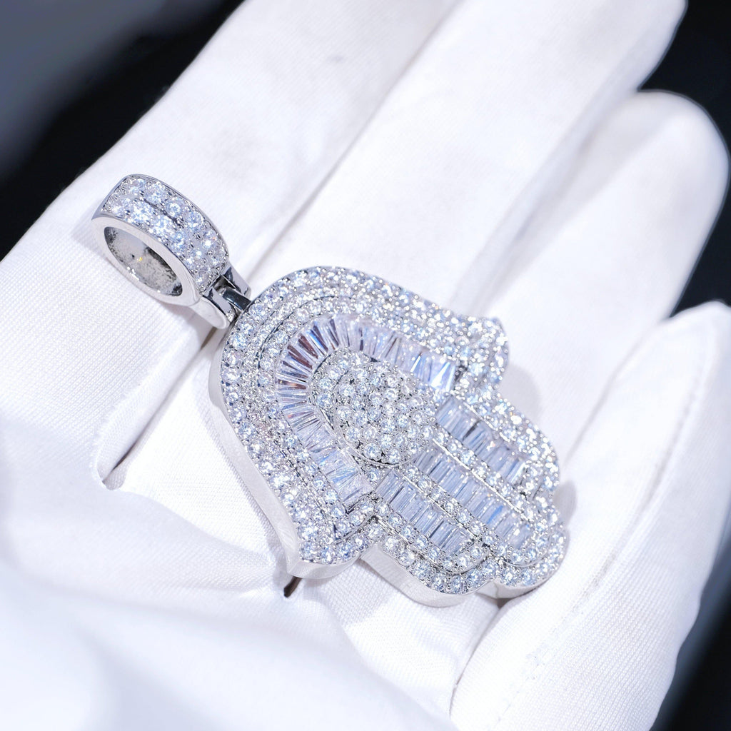 Baguette Hamsa Hand Pendant