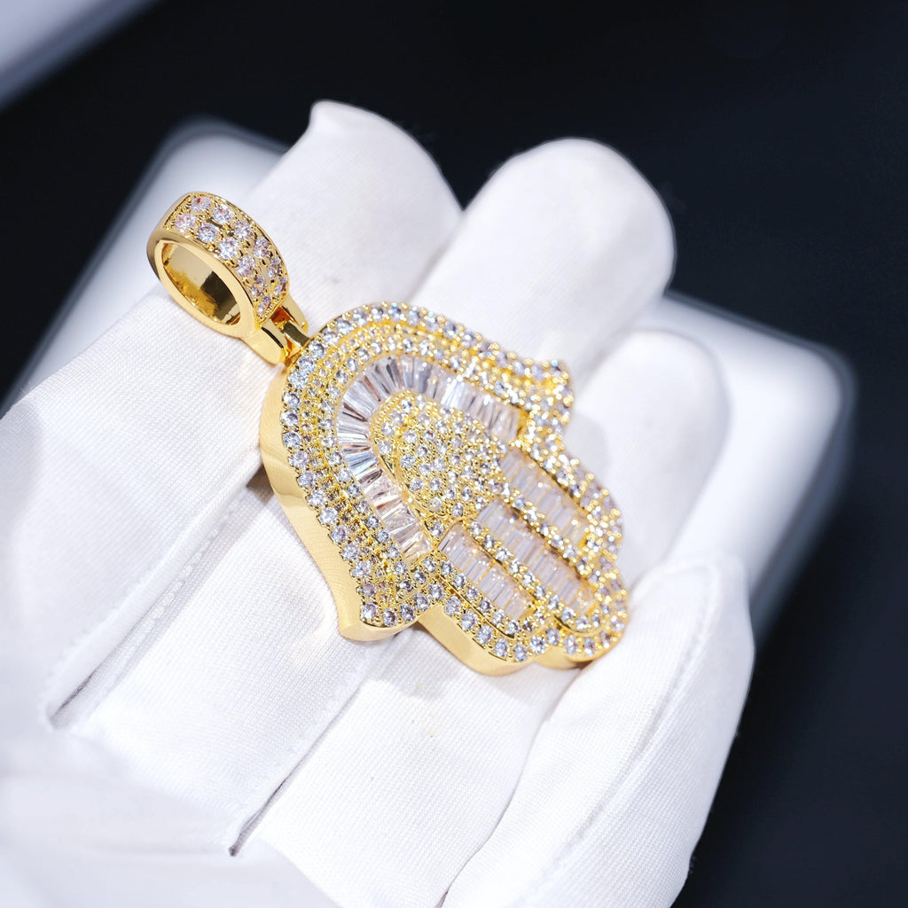 Baguette Hamsa Hand Pendant