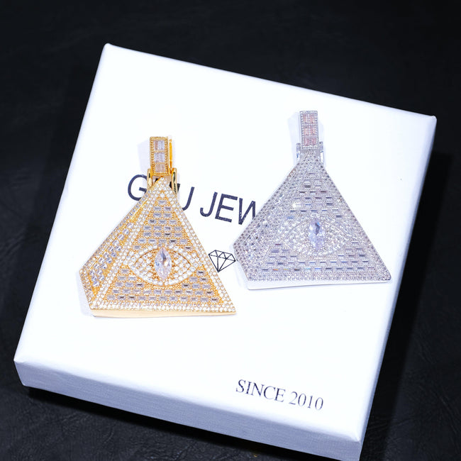 Baguette Pyramid Pendant White Gold Hover Image